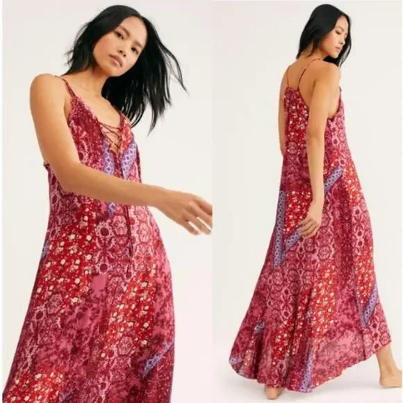 Free People | Dresses | Nwt Free People Work Of Art Printed Maxi Dress In  Raspberry Size Small | Poshmark
